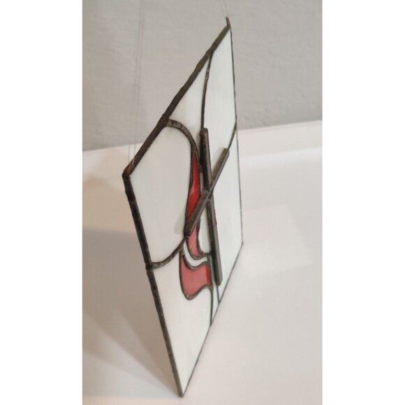 Cross And Flame Stained Glass Window Hanging Sun Catcher 8x6” - Picture 8 of 11